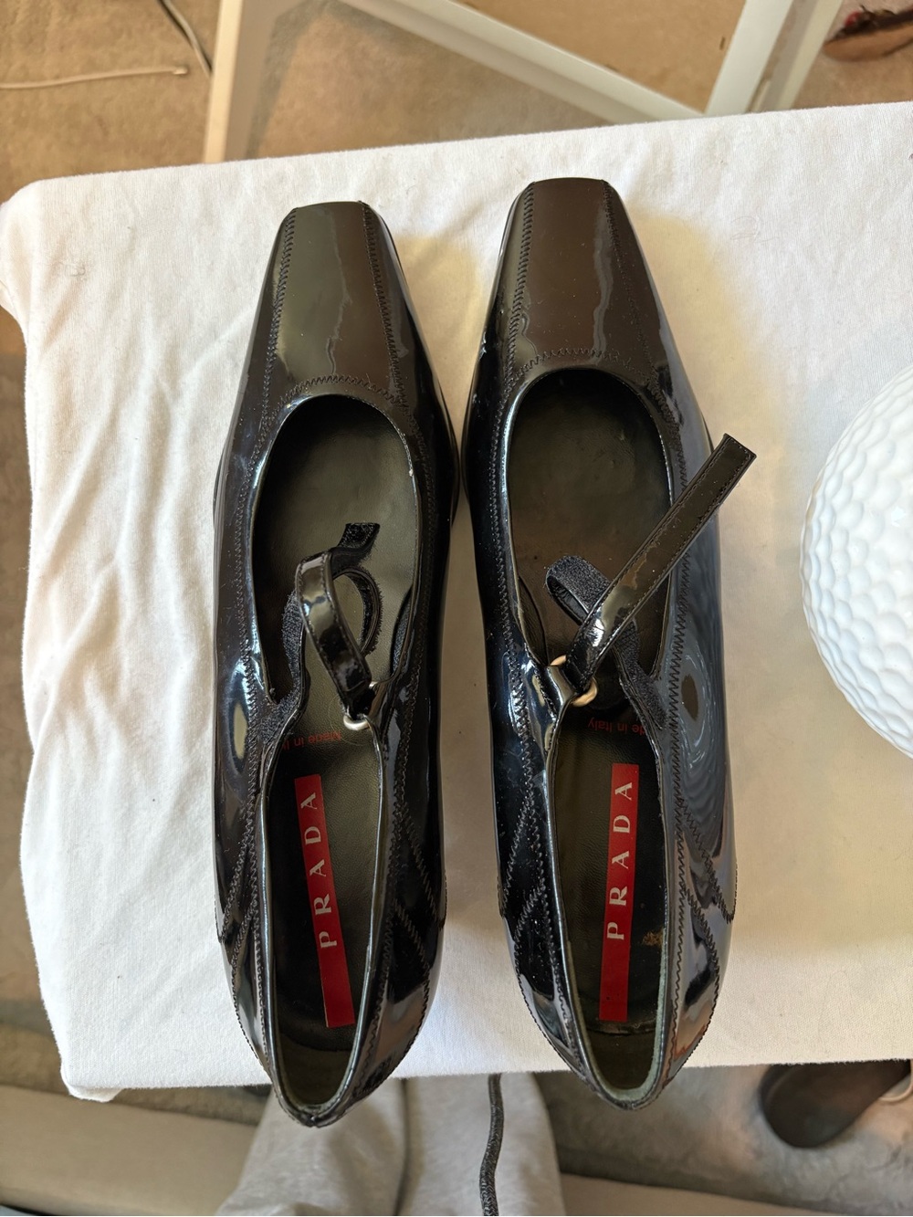 Prada Sport Black Patent Leather Mary Jane Shoes EU 38 Made in Italy